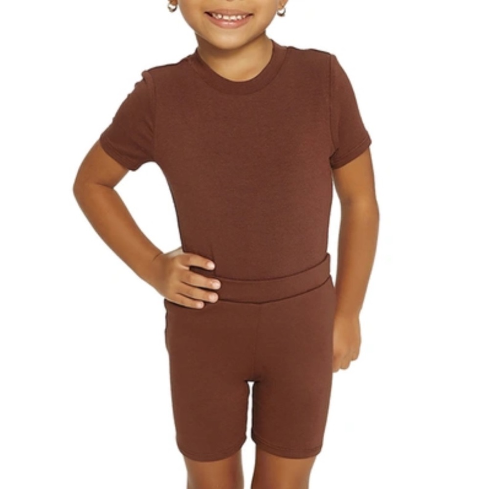 Naked Wardrobe Brown Kids Shirt & Shorts Set